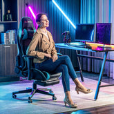 Gaming Chair,Gaming Chair with Footrest, High Back Ergonomic Gaming Chair Adjustable,Racing Style PU Leather Gamer Chair,Computer Gaming Chair with Headrest and Lumbar Support